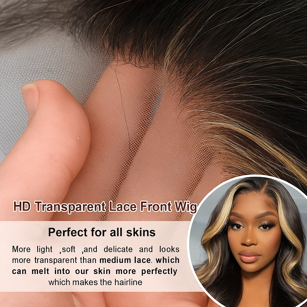 1B/27 الأسود والأشقر يسلط الضوء على الجسم موجة 13x4 HD الدانتيل الجبهة خصلات الشعر المستعار الإنسان 200% البرازيلي الملونة الدانتيل الباروكة الأمامية للنساء