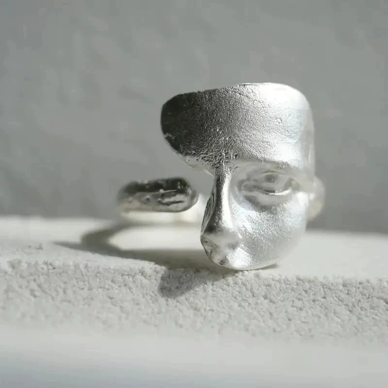 Creative Mystical Masked Face Open Rings for Women Men Golden Silver Color Goth Personality Mask Finger Jewelry Gift Wholesale