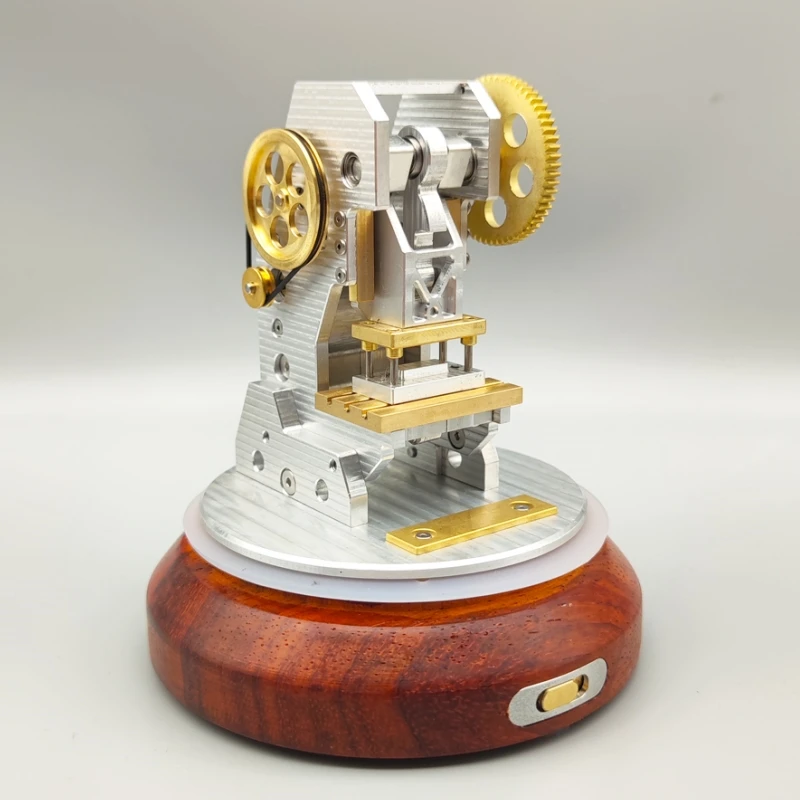 Brass Mini Mechanical Punching Machine Model Stamping Punch Machine Movable Crafts Experimental Model Collection Ornaments Toy