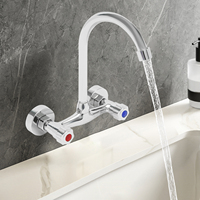 Copper Kitchen Faucet 360° Rotatable,Chrome Plated Hot & Cold Water Tap with Water-Saving Foam, Modern Swan Neck Sink Faucet