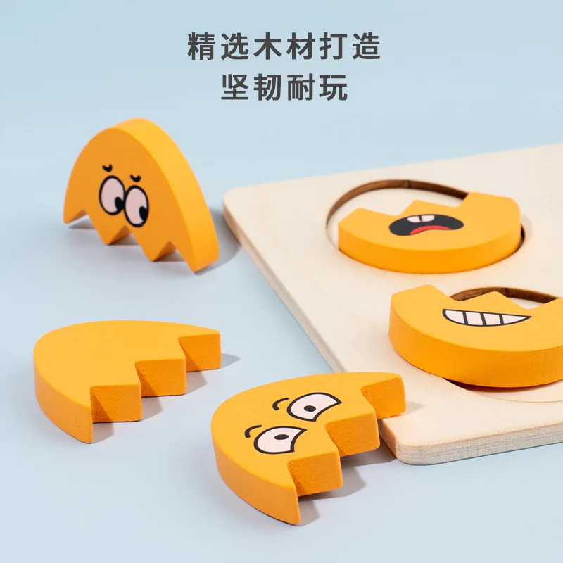 Planche assortie d'expression en bois pour enfants, jeux interactifs d'entraînement de mise au point pour bébé, jouets Puzzle pour enfants