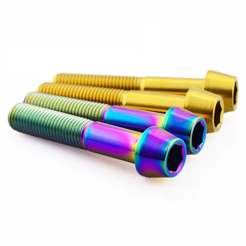 1 stks Titanium Bout M10x 55 60mm Pitch 1.25/1.5 Inbussleutel Taper Hoofd Schroeven voor Motorfiets Stuurpen Zadelpen