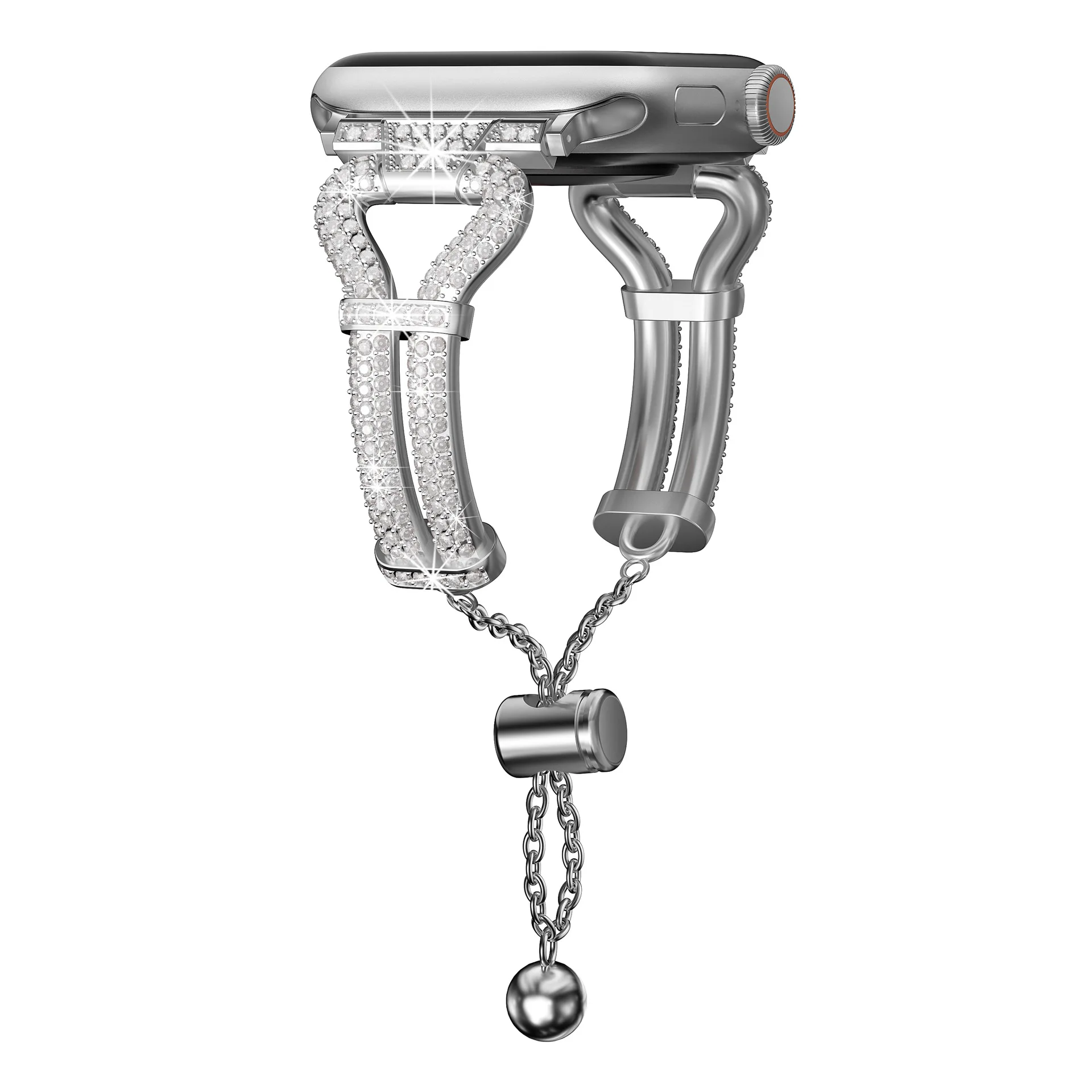 الفاخرة الماس سوار فولاذي غير قابل للصدأ لساعة أبل 9 8 SE 7 6 5 4 حزام المرأة ربط سوار ل iWatch 38/40/41/42/44/45/49 مللي متر