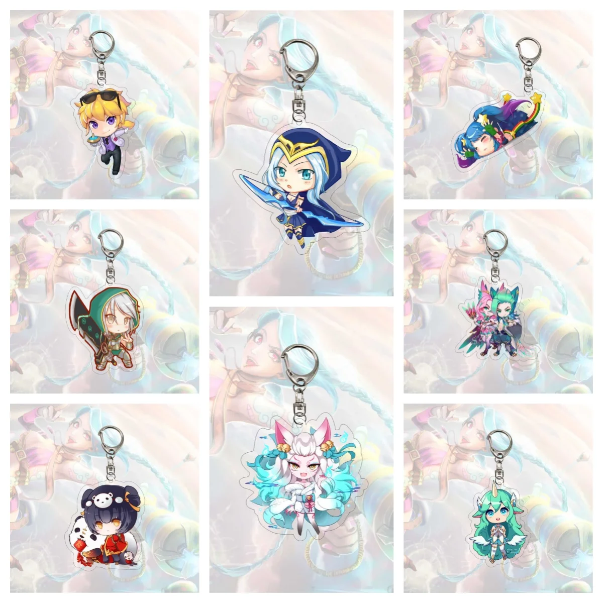 Anime Game League of New Legends Keychains LOL Key Chains Acrylic Figures Decoration Bag Pendant  Gifts 6cm