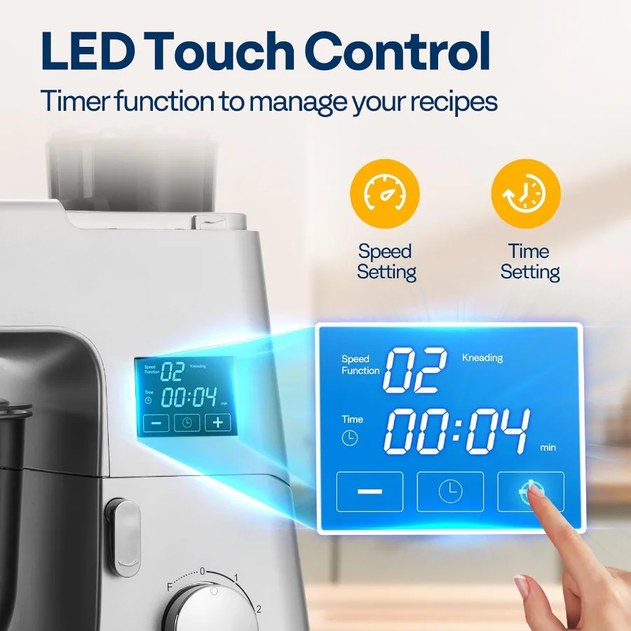 9 in 1 Multifunctional Stand Mixer with Fermentation Function for Home Kitchen Use: 6 Speed Settings 7.5 Quart Capacity Builtin