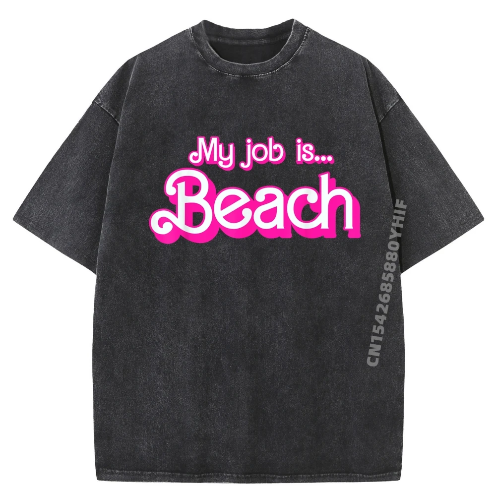 

Моя работа - пляж, розовая ретро забавная пляжная женская футболка с рисунком, мужские дешевые футболки с принтом, стираная рубашка для отдыха