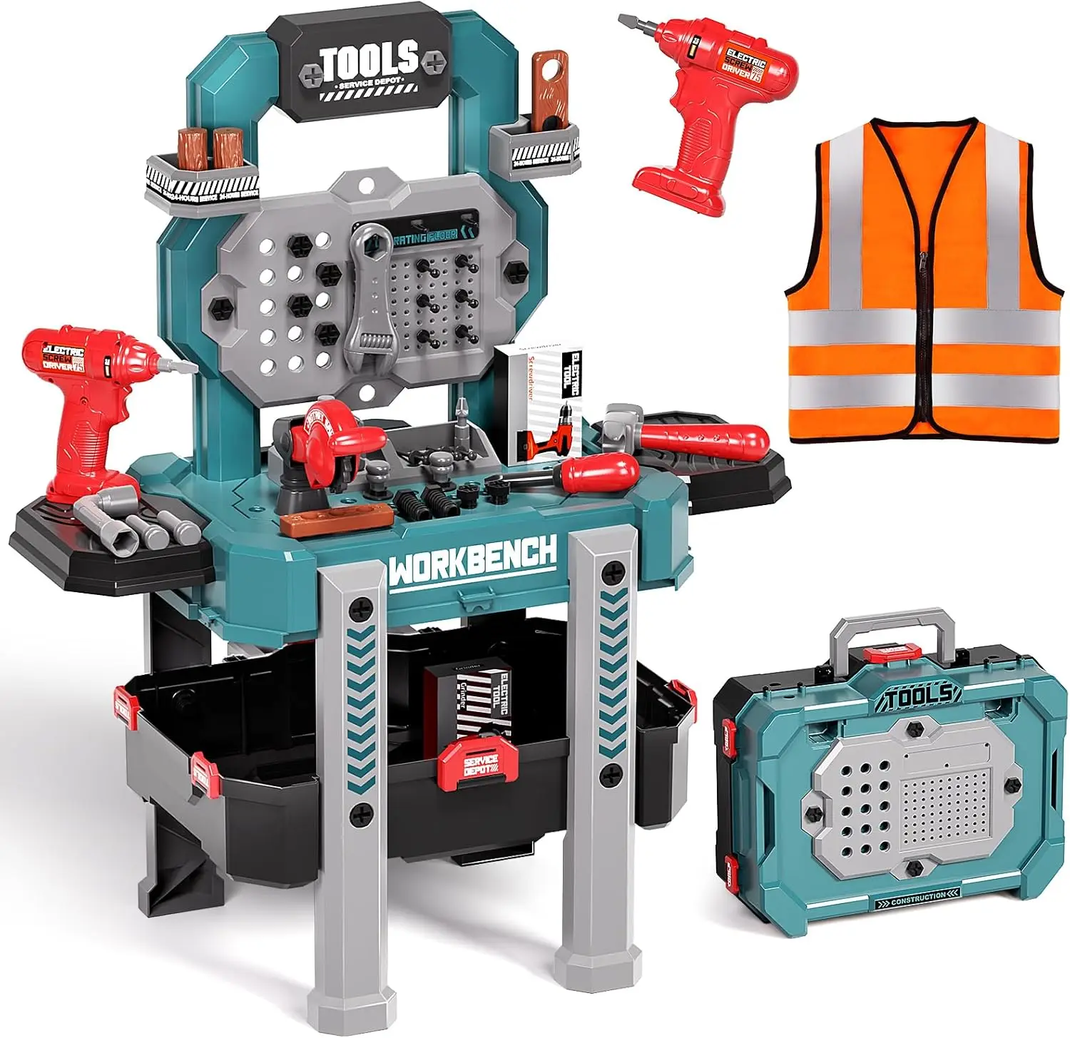 

79-Piece Kids Tool Bench with Electric Drill, Realistic Toy Tools for Boys & Girls Ages 3-5, Green