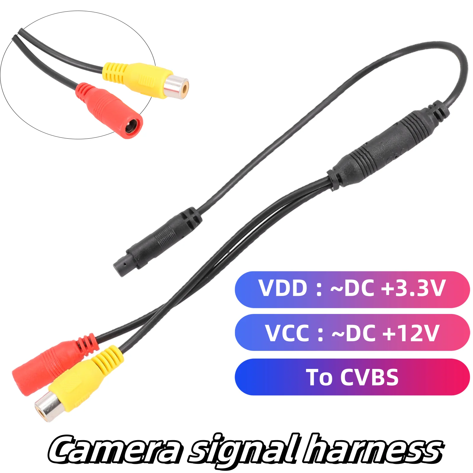 

Wire Harness Camera Signal Harness 4-Pin Car Connector Male To CVBS Female Power Reverse Camera Wire Harness