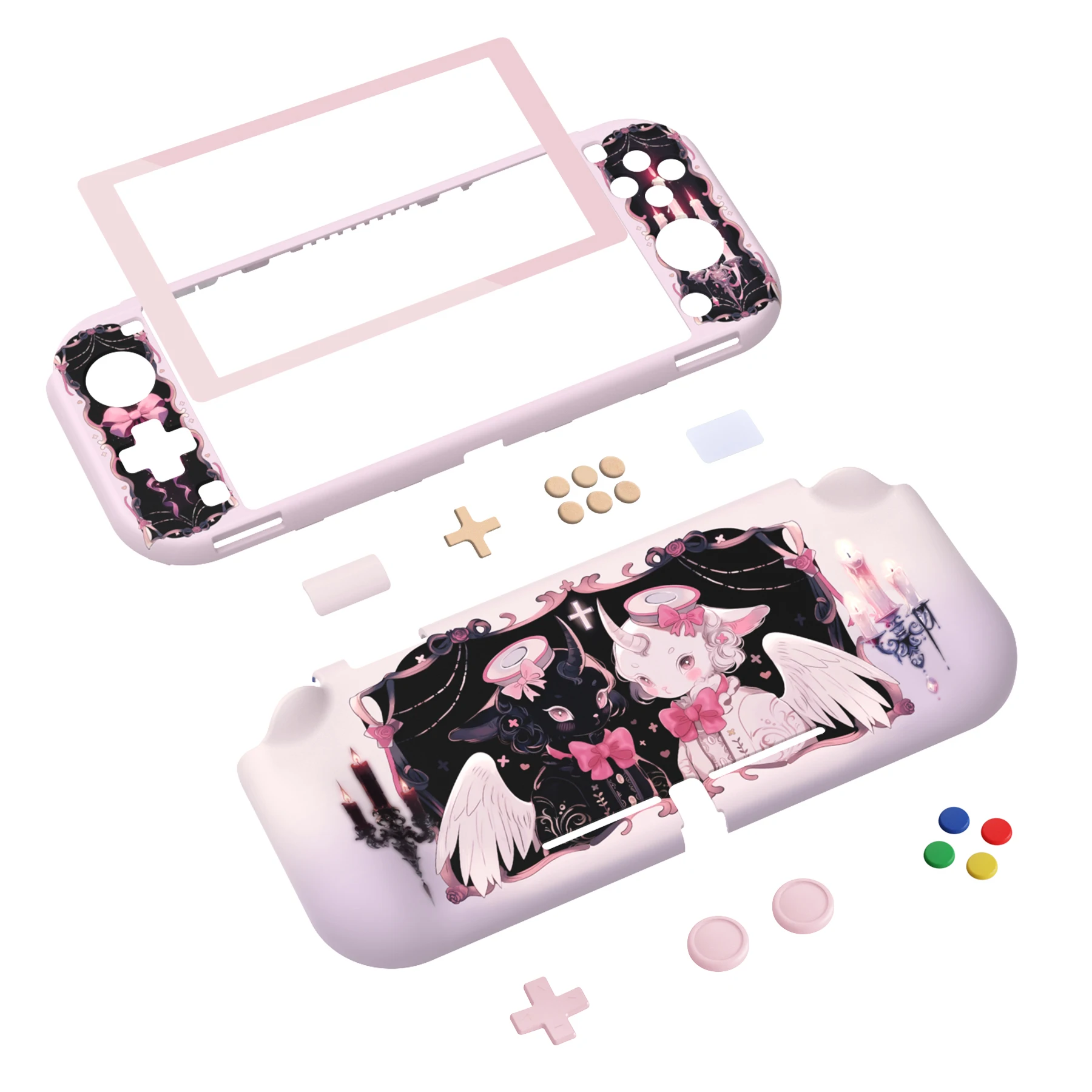 PlayVital ZealProtect Ergonomische beschermhoes voor Nintendo Switch Lite met schermbeschermer - Dromerige pastelkleuren