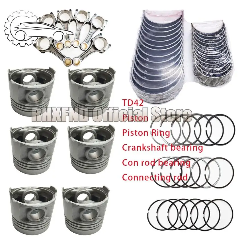TD42T TD42 Piston Ring/Crankshaft Bearing/Cylinder Liner/Connecting Rod/Gasket Kit For Nissan Safari Pick Up Civilan 4.2D 12V