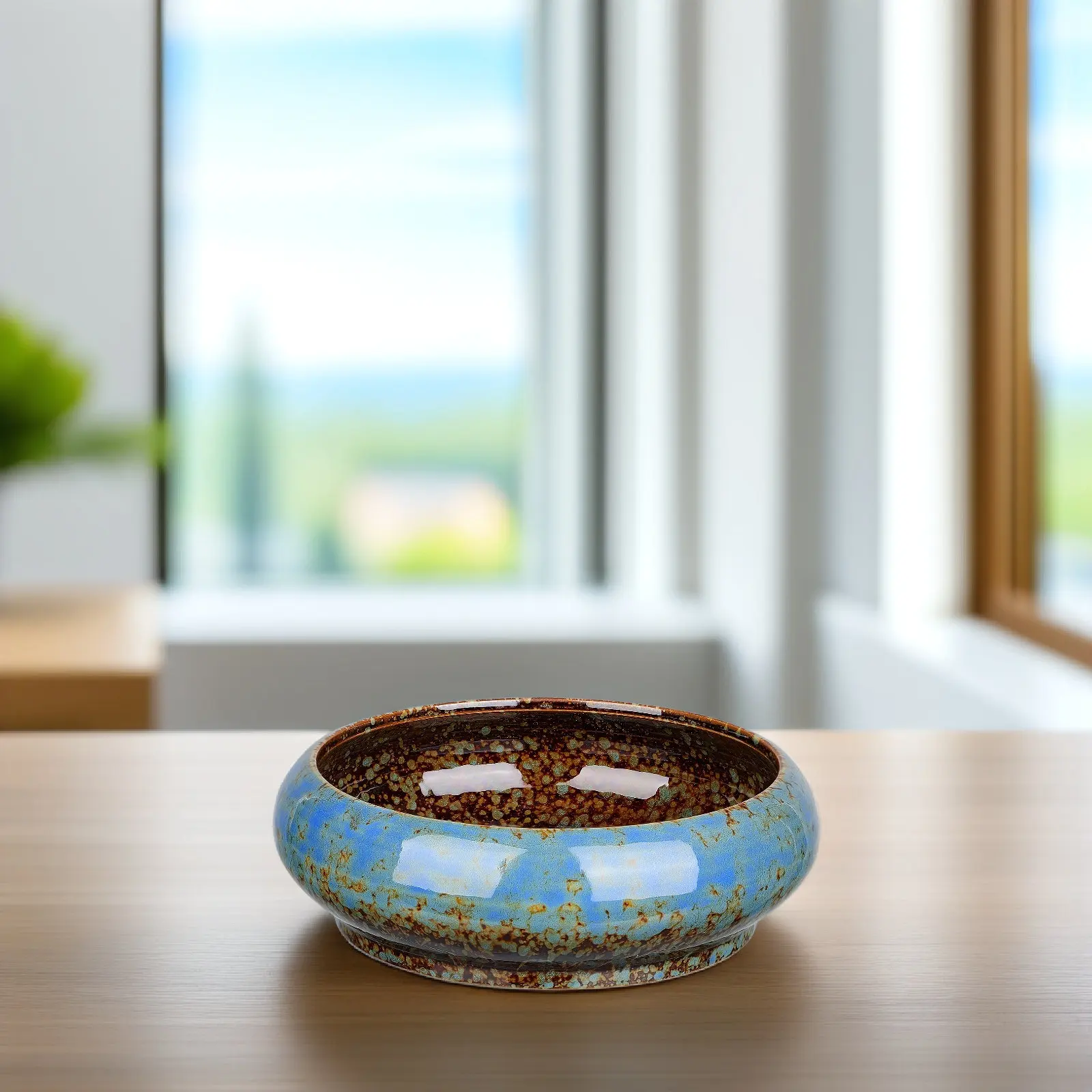 

1 шт. керамический горшок для гидропоники, синий цветочный горшок для суккулентов, декоративный контейнер для растений для дома, офиса, сада