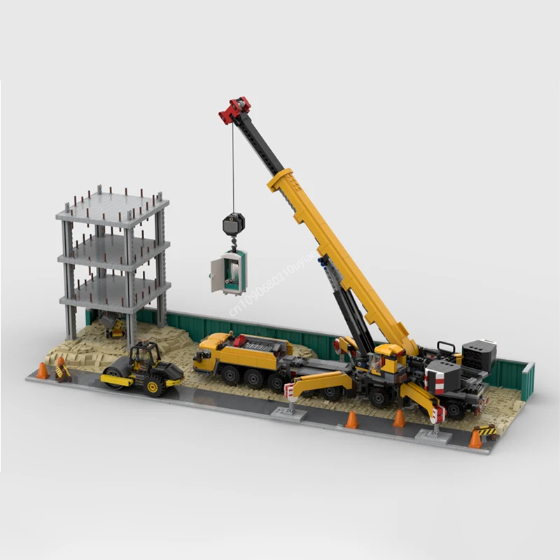 Moc Modular Construction Site Display for Sets:60409+60401+952403 Diorama Bricks City Crane Scene Building Blocks Blocks Toys