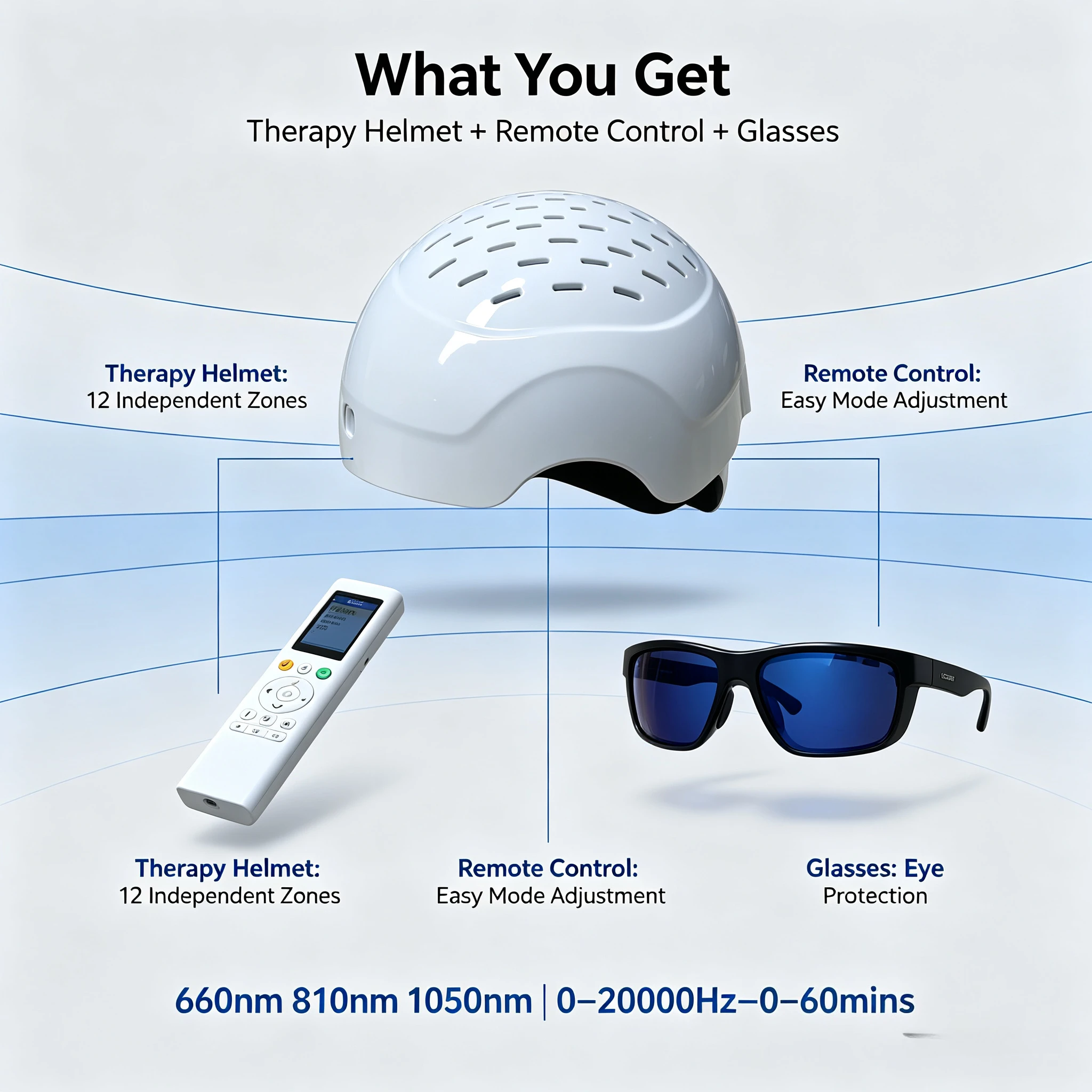 HLKGO Neuro Rehab Helmet for Stroke, Parkinson, ADHD and Nervous System Support, 12 Zones 1-20000Hz Home Use
