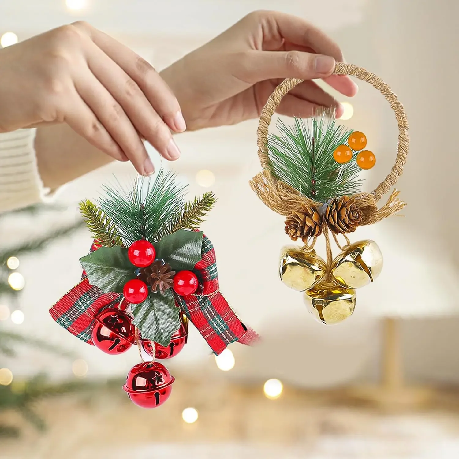 1-20pcs Jingle Bell Hanging Pendant DIY Decorative Charm for Shopping Mall Christmas Tree Window Home Party Celebration