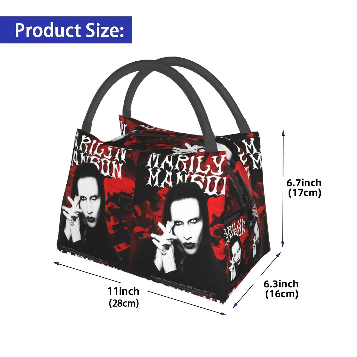 New Arrival Marilyn Manson The Golden Age Of Last Music Insulated Lunch Bag for Women Kids Portable Food Boxes Thermal Lunch Box