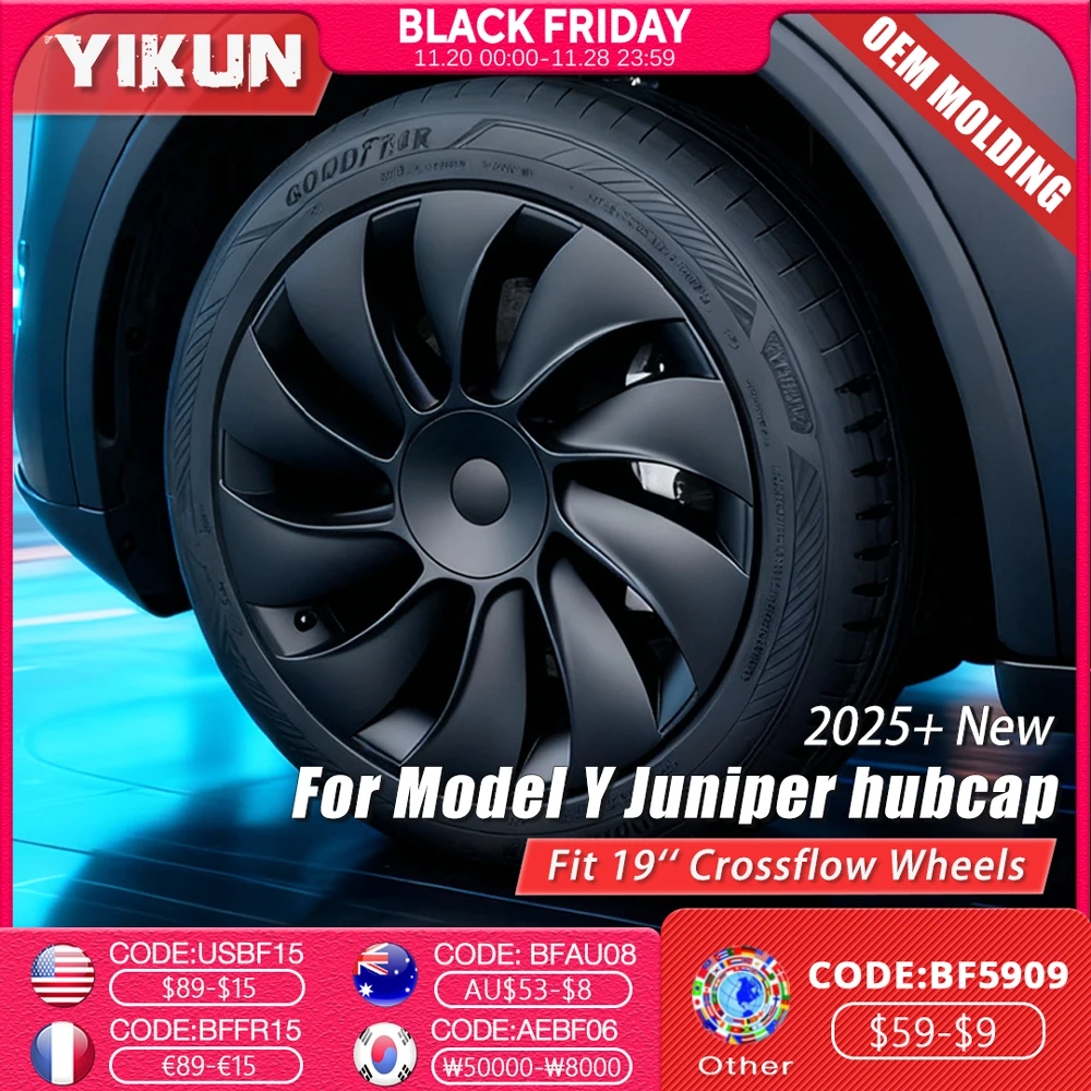 

4PCS HubCap 19 Inch New for Tesla Model Y Juniper 2025 Performance Replacement Wheel Cap Automobile Full Rim Cover Accessories