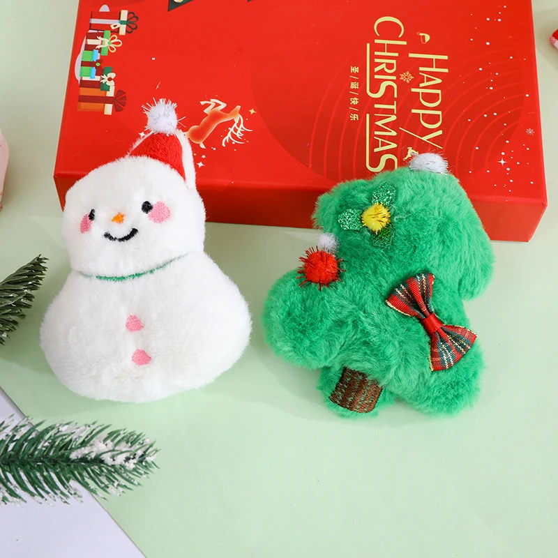 Desenhos animados do Natal Plush Keychain, Santa, boneco de neve, alces, árvore de Natal, boneca recheada, pingente, chaveiro do carro, mochila, decoração do saco