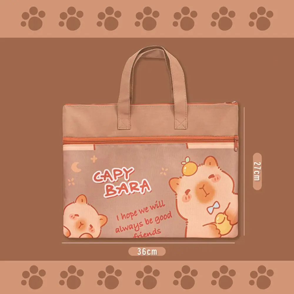 

New Canvas Capybara Students Tutorial Bag Large-capacity with Zipper File Bag School Office Supplies Tote School Packet Student