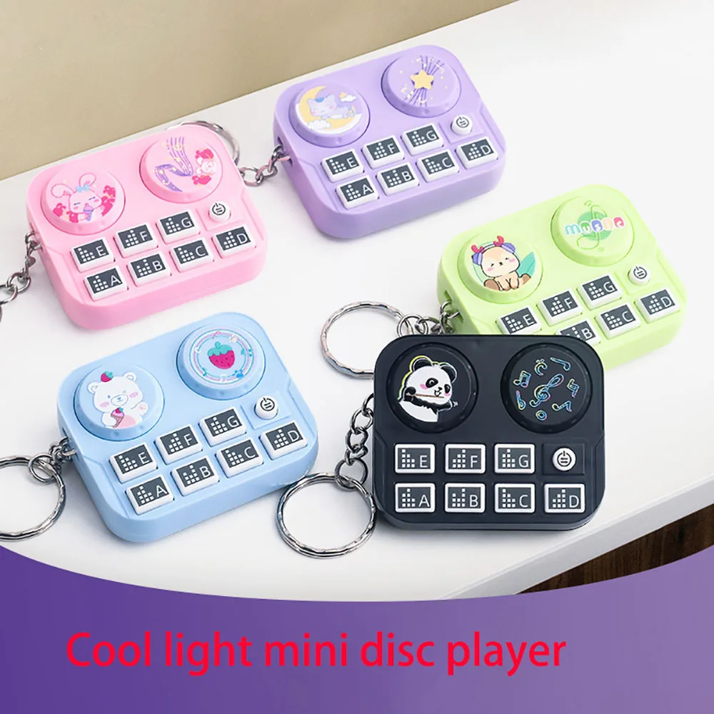 1PC Mini Musical Instrument Keychain DJ Disc Player Keys Sound Music Light Games Teenager's Educational Toy Pendant Turntables