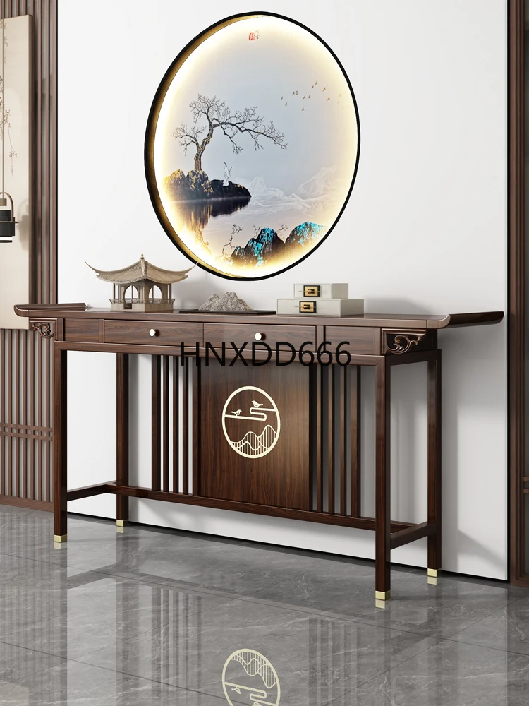 New Chinese-style entrance table, central hall table, ebony wood