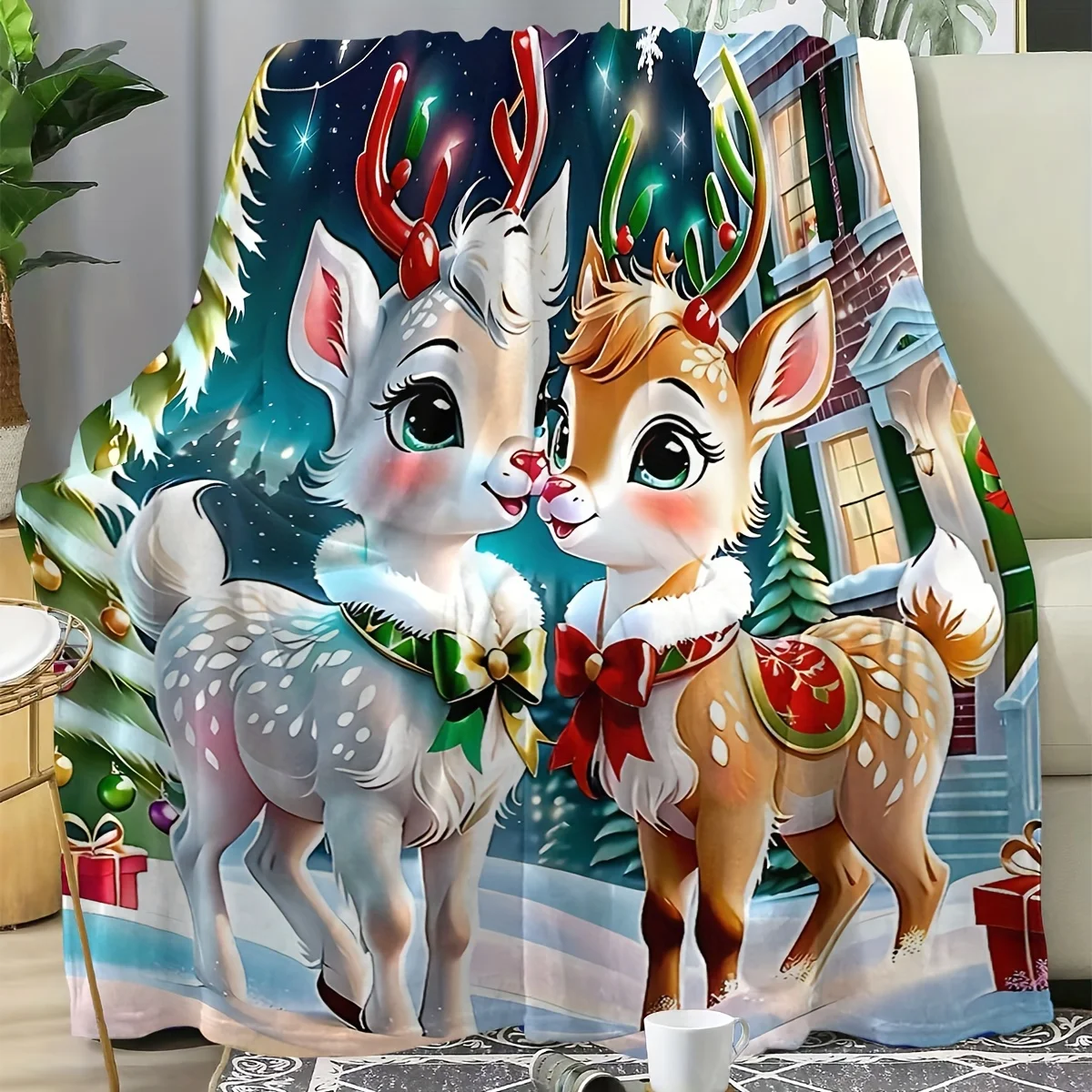 Cozy Vintage Christmas Flannel Throw Blanket - Soft, Warm & Versatile for Couch, Office Bed, Camping & Travel - All-Season Gift