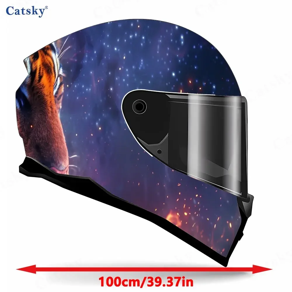 Star Flame Tiger Helmet Vinyl Wraps, Waterproof Scratch-Resistant Full Face Helmet Decals, Durable PVC Decoration Protection Hel