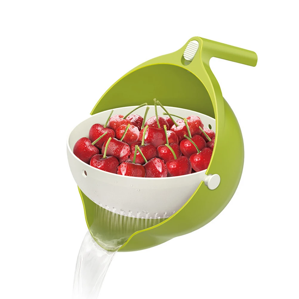 

Mesh Hole Drain Basket Double Layers Washing Portable Storage Rack Vegetable Fruit and Efficient