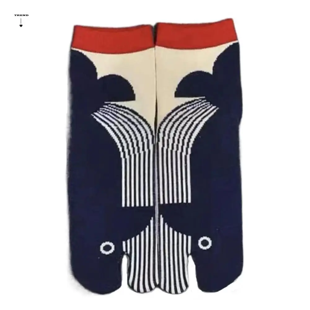 

Fashion Deep-sea Animals Funny Fish Tube Socks Shark Whale Toe Mid Calf Sock Flower Eel Stripe Dot Two Toe Socks Gift