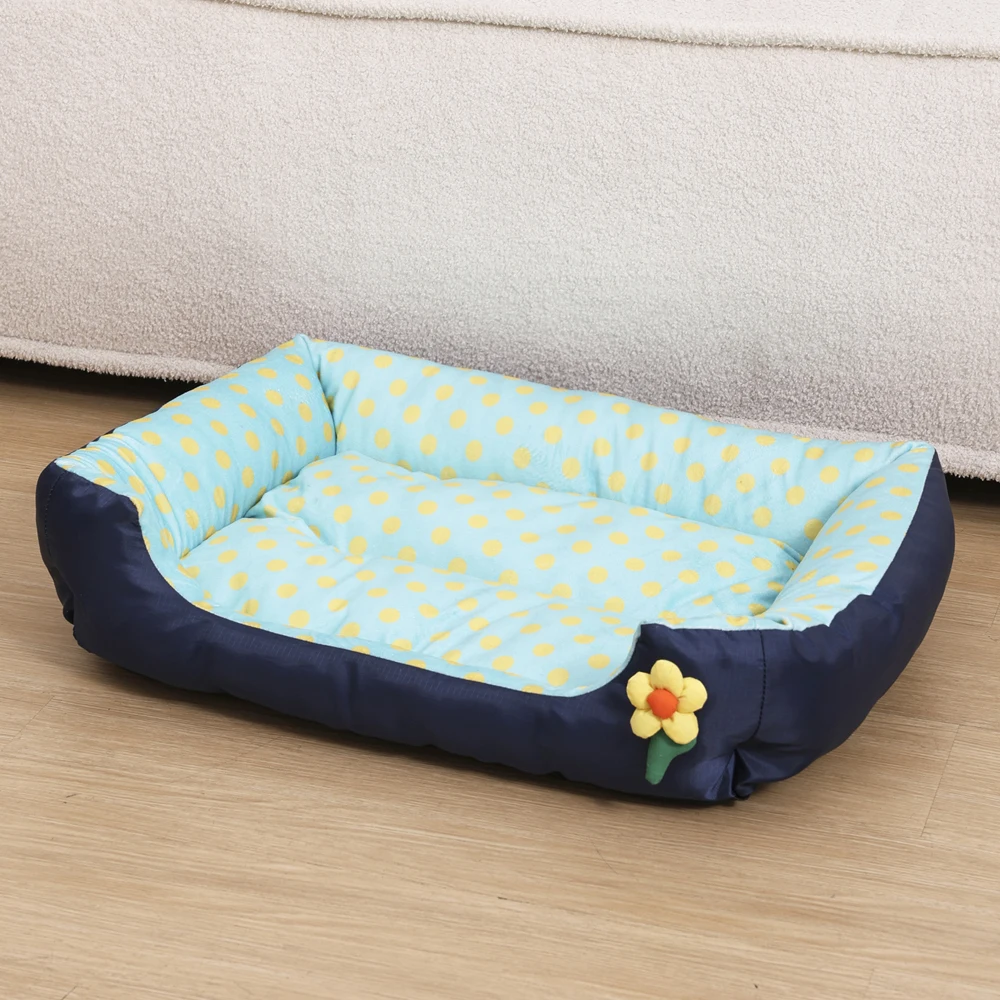 Cama cuadrada grande elástica cálida suave floral para perros y gatos - imagen 4