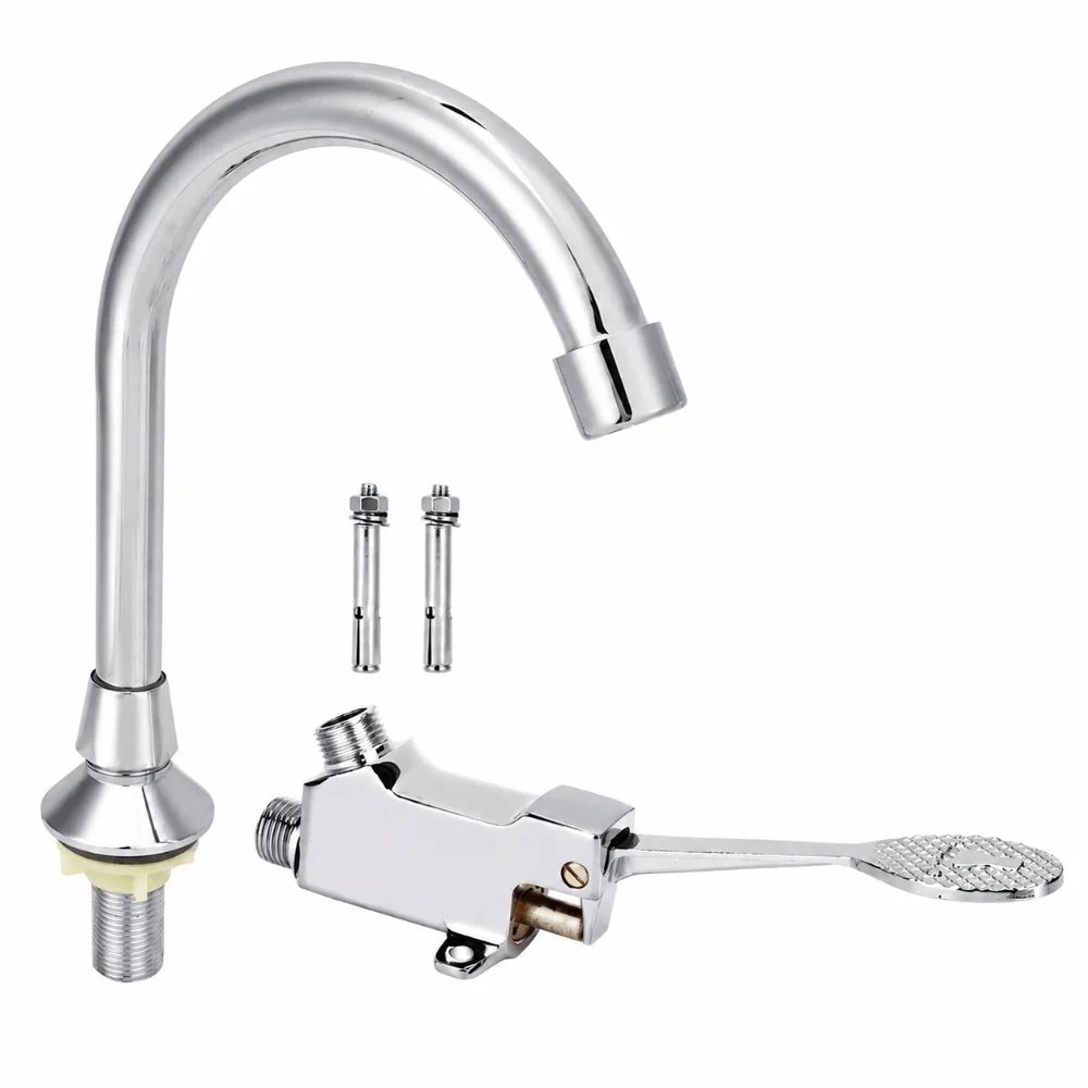 Easy Use G1/2 Foot Pedal Faucet Single Cold Water Copper Foot Operated Faucet Water Tap Kit Washroom