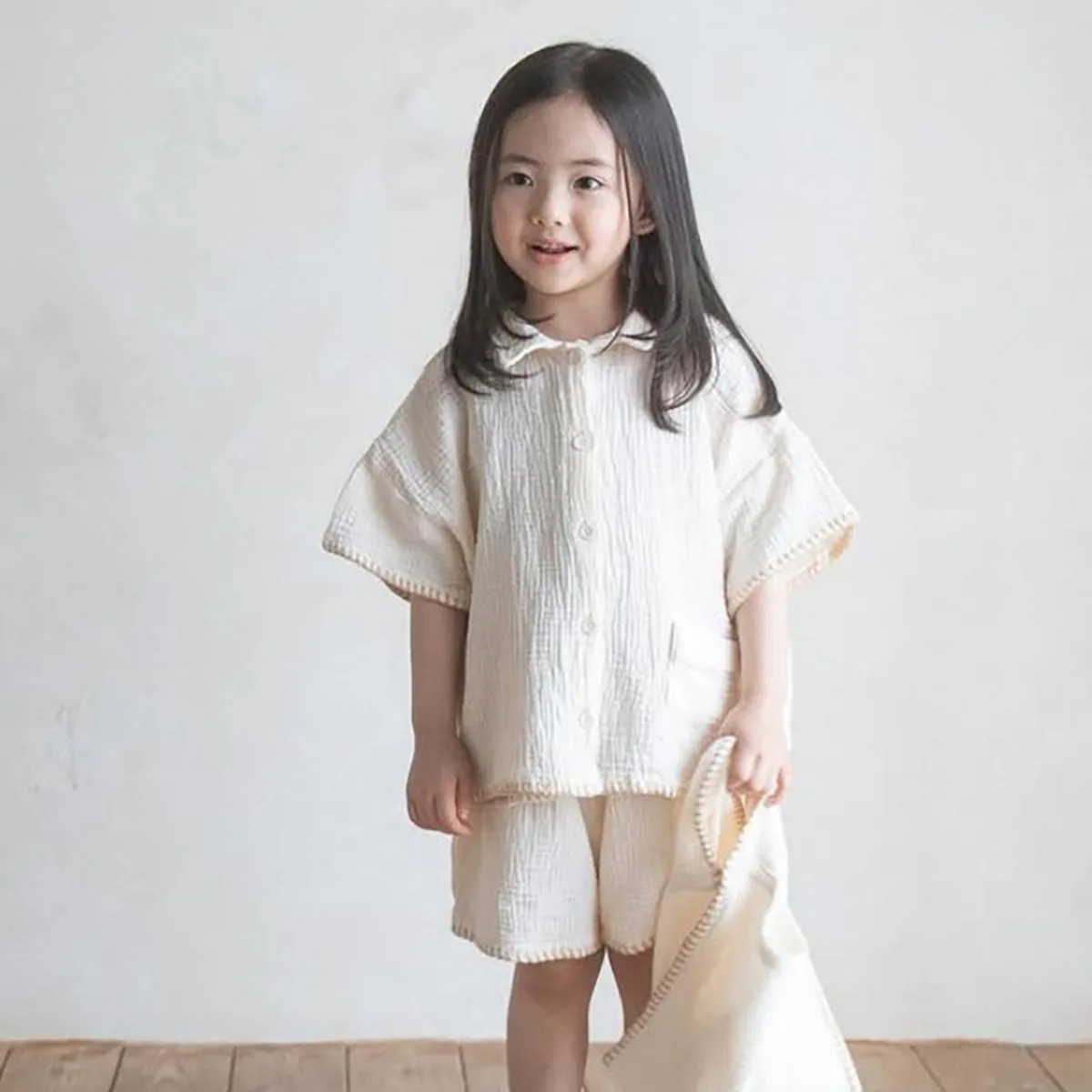 

2025 Summer New Baby Short Sleeve Clothes Set Infant Girl Comfortable Breathable 2pcs Suit Toddler Boy Cotton Yarn Shorts Set