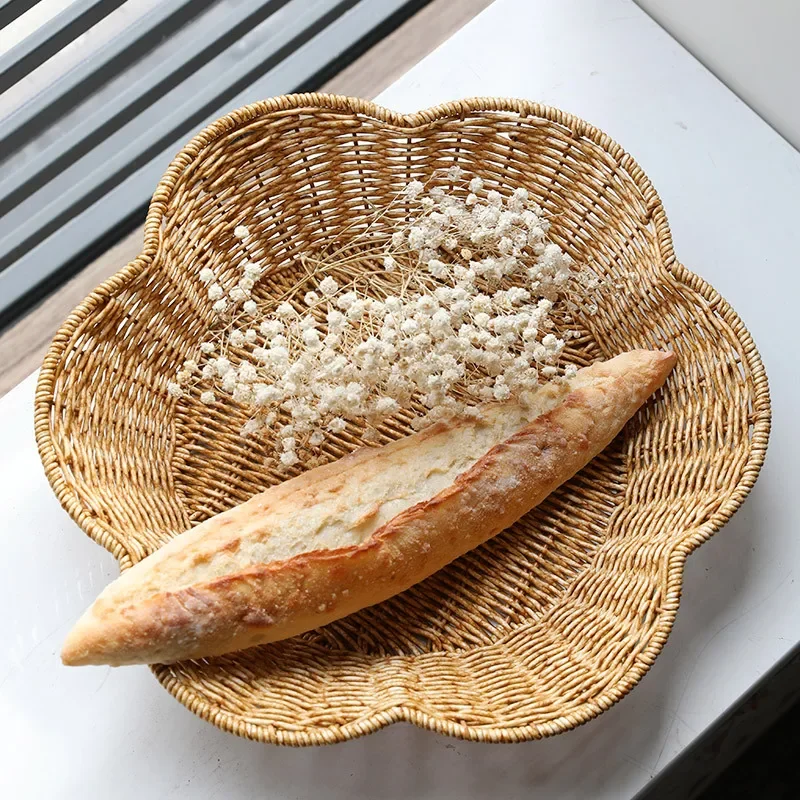 Mir de rangement en forme de fleur en rotin tissé à la main, panier de cuisine, panier de soleil, fruits secs, bonbons, rangement de bureau