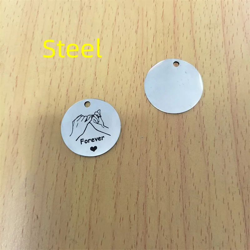 10pcs Cartoon Couple Promise Charms Disc Tag Pinky Charm Pendant Bracelet DIY Earring Necklace Key Chain Jewelry Accessories view 2