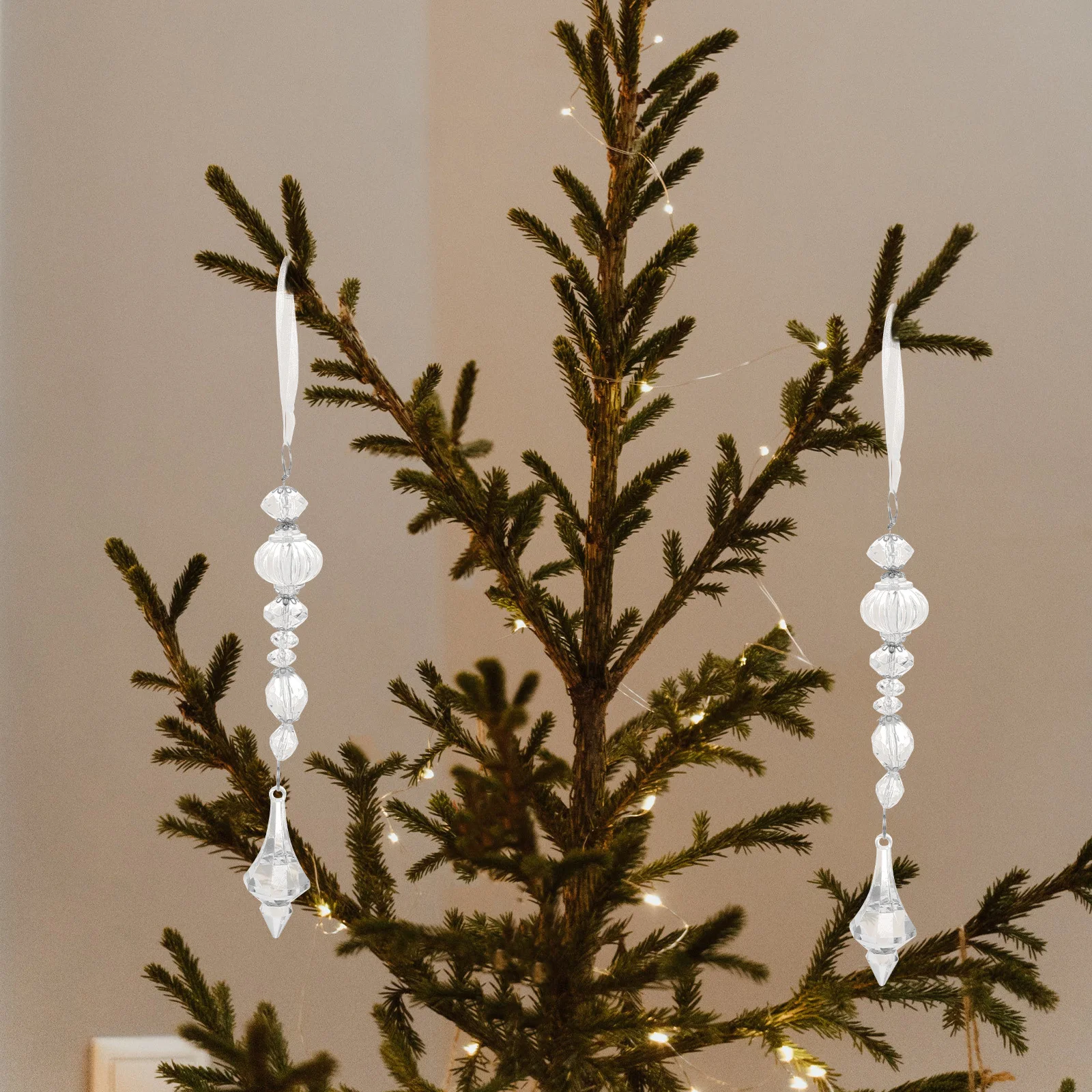 

4Pcs Acrylic Drop Ornaments Clear Teardrop Christmas Tree Pendants for Holiday Lighting Decor Sparkling Festive Home Decoration
