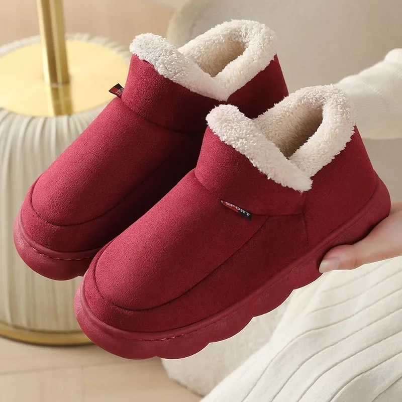 Winter Warm Men's Shoes Fashion Fluffy Men House Shoes Outdoor Antiskid Warm Men Shoes Classic Platform Fur Men Boot Padded Shoe