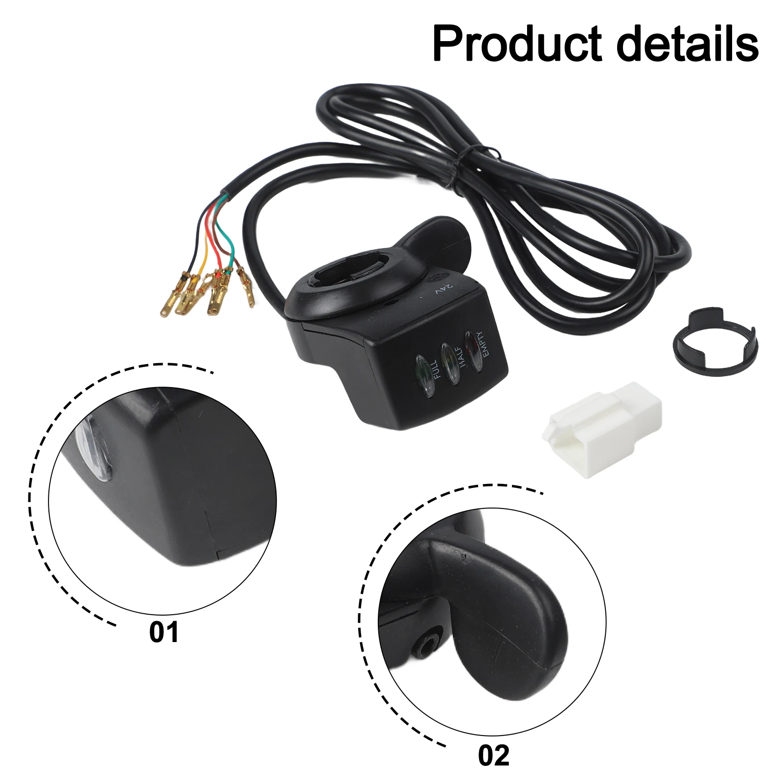 

24V, 36V, 48V Option E-bike Throttle Battery Indicator For Scooter LED Battery Indicator Lithium Battery Compatible