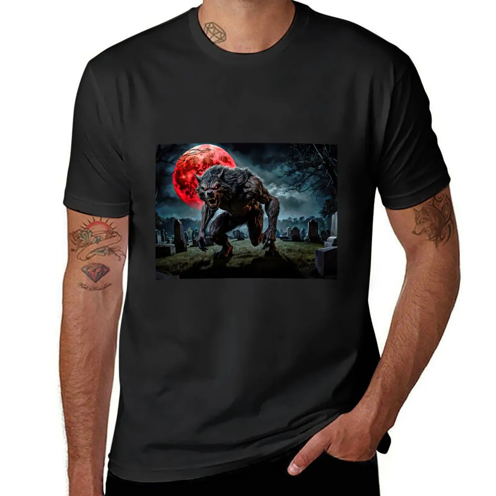 Moonlit Menace The Feral Symphony of a Werewolf's Night T-Shirt oversizeds new edition black t-shirts for men