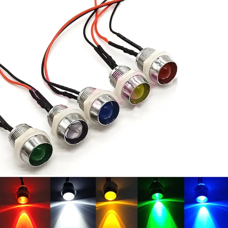 

3V 5V6V 9V 12V 24V 36V 48V 110V 220V 8mm Pre-Wired LEDs Bulb Emitting Diode Signal Indicator Lights 12mm Panel Mount