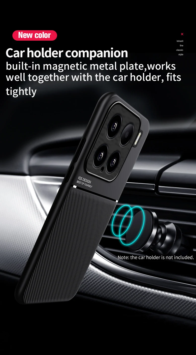 Leather Case for Xiaomi 15 Pro 5G 15Pro Car Magnetic Holder Silicone Protection Hard Shockproof Phone Cover Xiaomi15Pro Shell