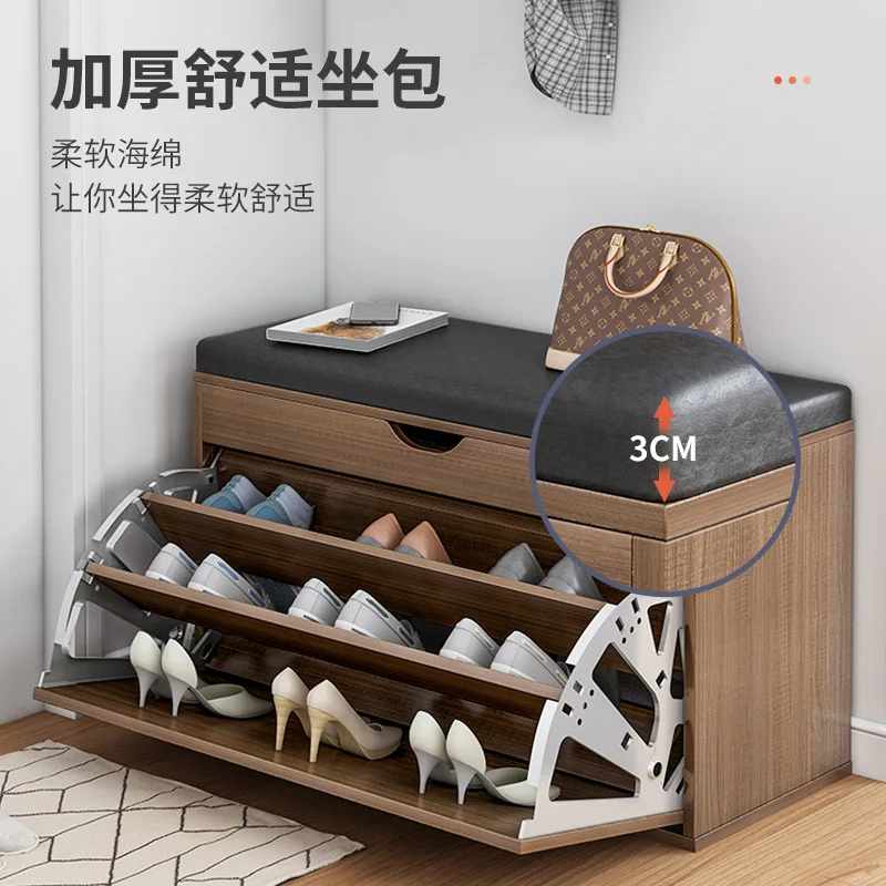 Leather Shoes Cupboards Furniture Simple Entrance Ultra Thin Flip Shoe Rack for Hallway Large Capacity Storage Hallway Bench