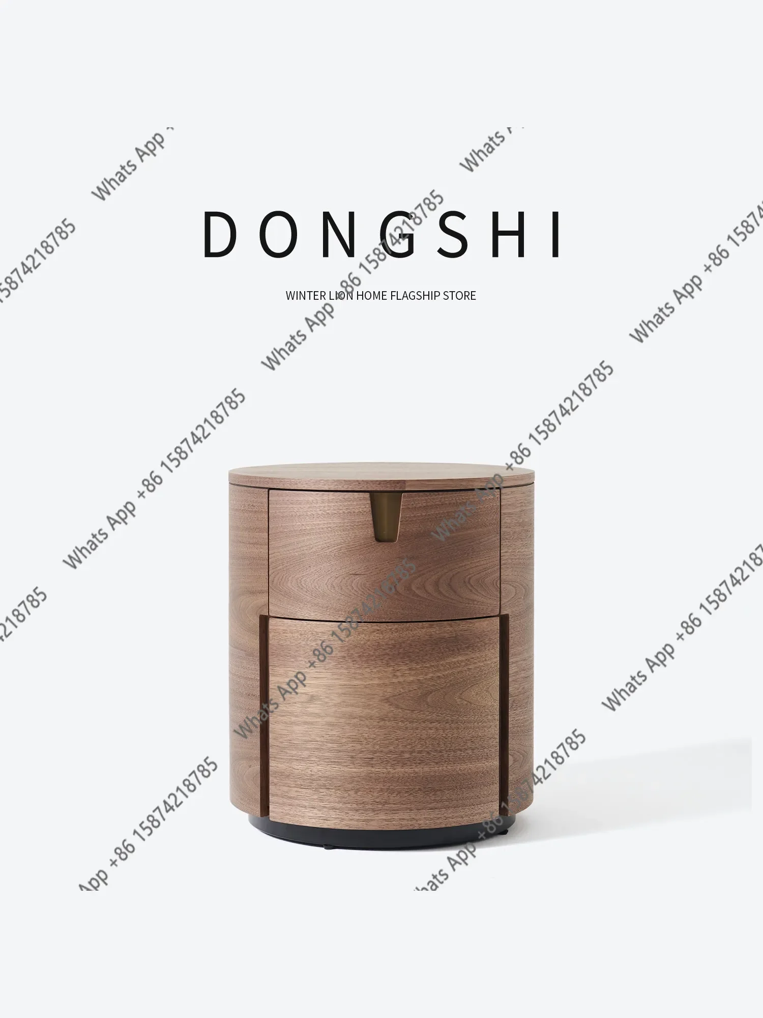 

X40 Light Luxury Solid Wood Round Bedside Table Medieval Nordic Style Storage Log Color Edge Cabinet