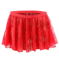 Men's Sexy Sissy Underwear Low Waist Lace Large Flat Corner Skirt Boxer 1127