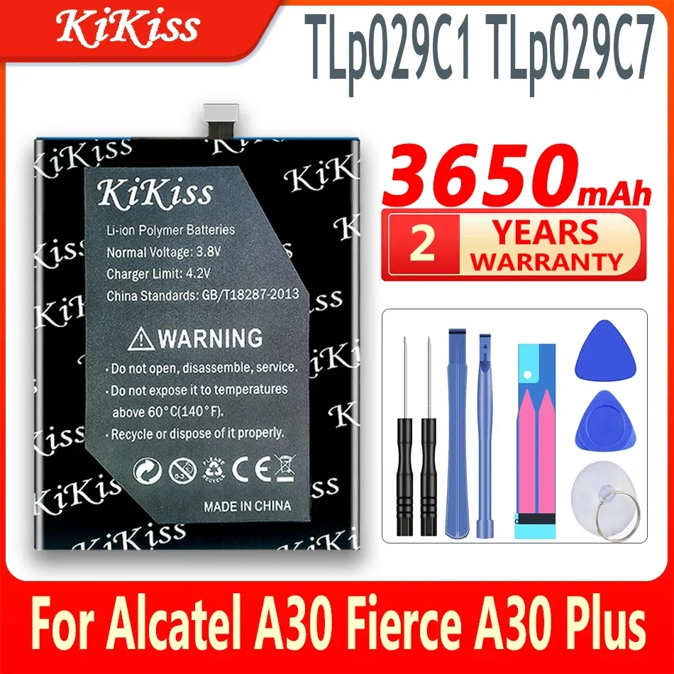 KiKiss New 3650mAh TLp029C7 Replacement Battery for Alcatel 3C/for Alcatel 3V A30 Fierce A30 Plus A30Plus Mobile Phone Batteries