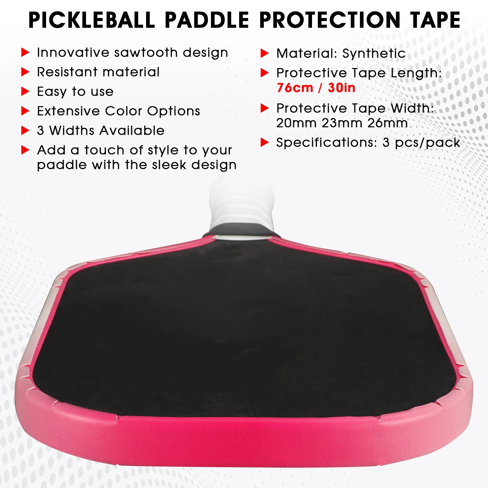 AMA SPORT Pickleball Paddle Protection Tape Gradient Color-Racket Edge Protection Tape -Fit Perfectly Curved Edge -No Wrinkling