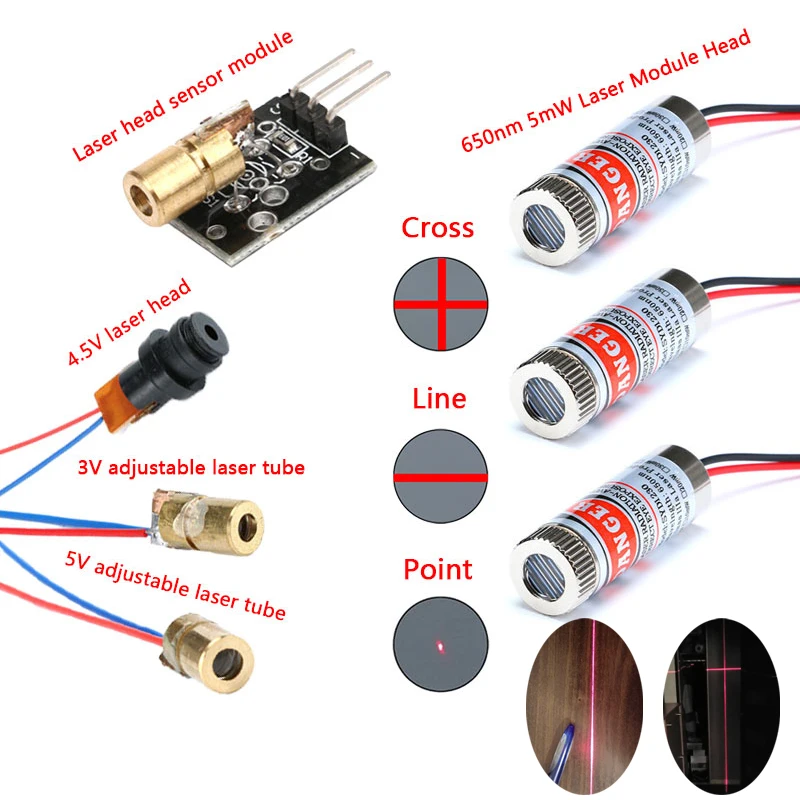650nm 5mW Red Point / Line / Cross Laser Module Head Glass Lens Focusable Focus Adjustable Laser Diode Head Industrial Class