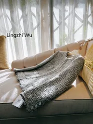 Lingzhi Wu French Elegant Top Quality Ladies Coat Woolen Top Light Gray Brief Outerwear New Arrival