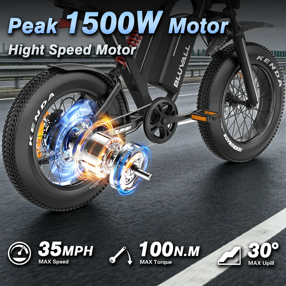 Off Road Electric Bike R700 20x4.0 Tire 1500W 52V25AH Large Capacity Battery Ebike Max 50KM/H 70KM Range Hydraulic Brake E-Bike image 6