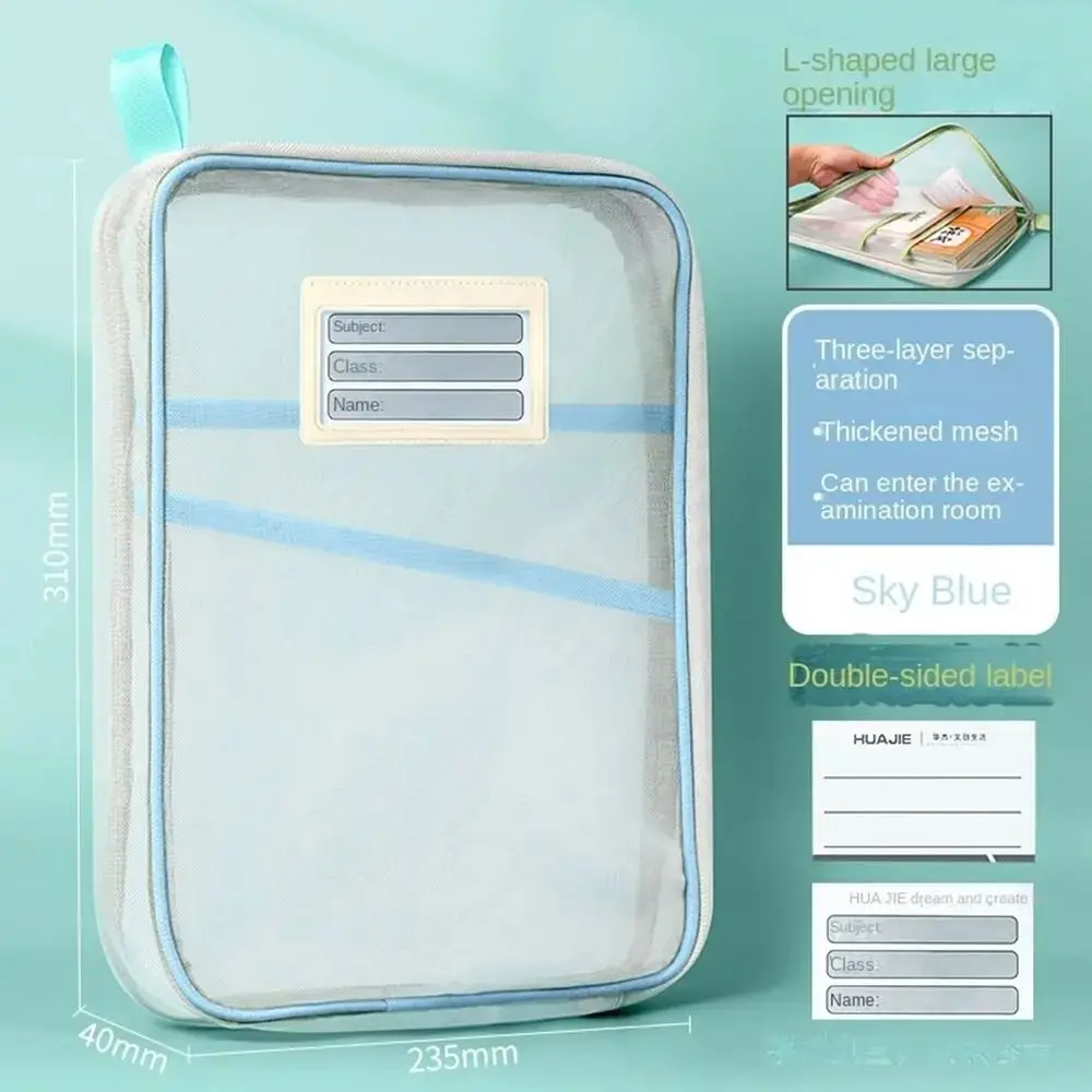 Imagem -04 - Grande Capacidade Test Paper Storage Bolsa Pasta de Arquivo Transparente Zipper Mesh Multi Color Pocket Material Escolar e de Escritório