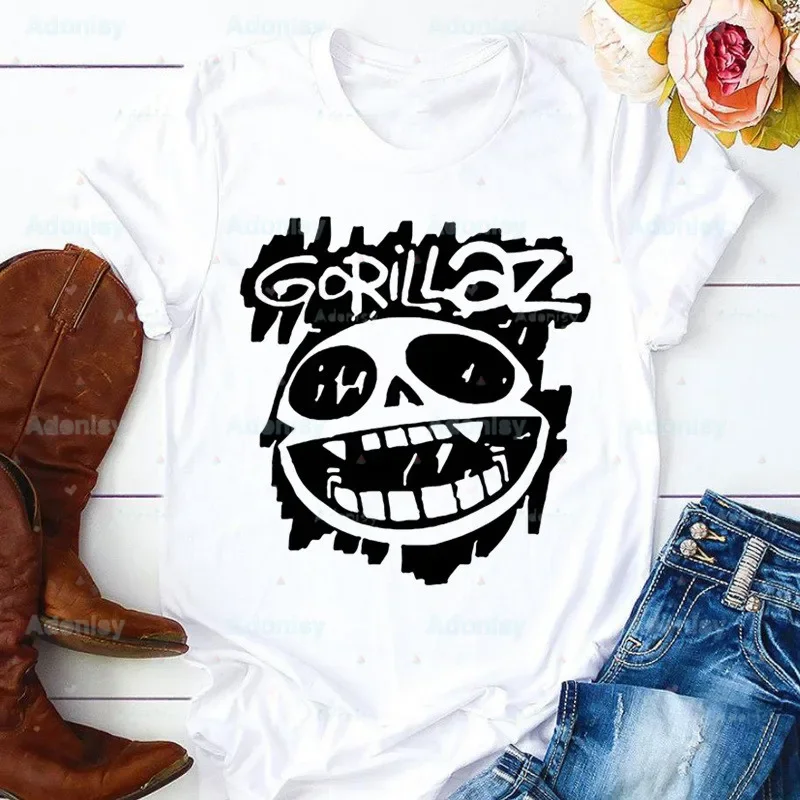 Gorillaz Modern Music Band Cartoon Women Harajuku Summer Tops Graphic Women Kawaii T-shirt Clothes Girl T Shirt ping