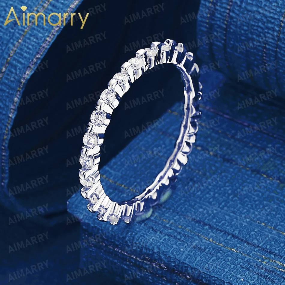 925 Sterling Silver 7-10# Round AAA Zircon Arranged in A Ring for Ladies' Banquets High-quality and Fashion Jewelry